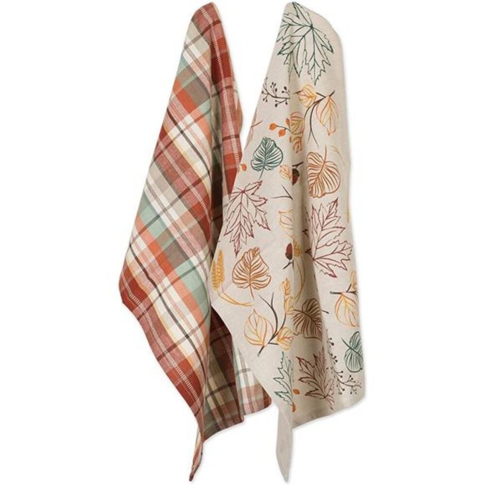 DII Fall Basics Kitchen Dishtowel Collection Printed &‎ Plaid Fall Dish Towel